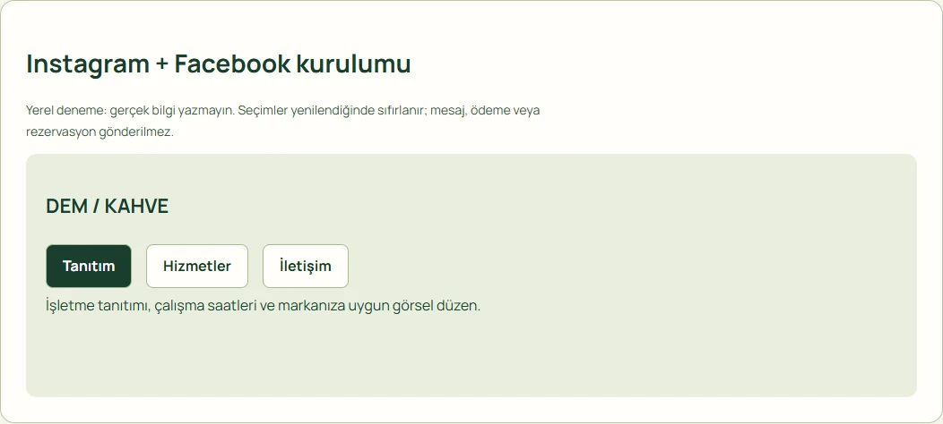 Instagram + Facebook kurulumu