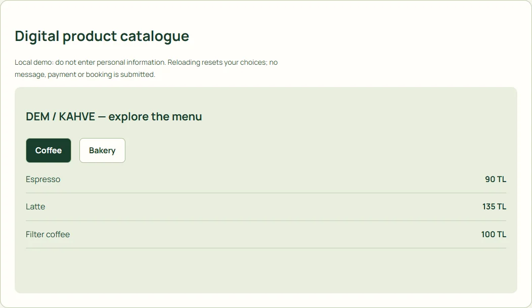 Digital product catalogue