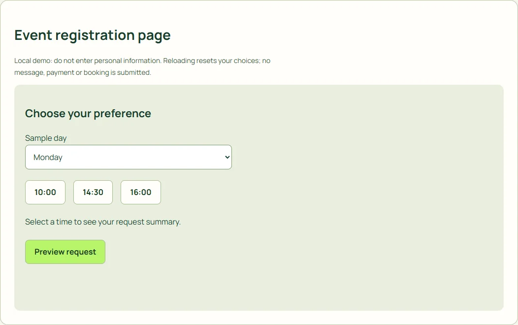 Event registration page