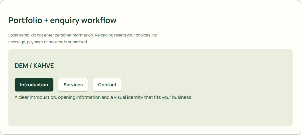 Portfolio + enquiry workflow