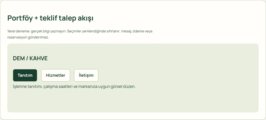 Portföy + teklif talep akışı