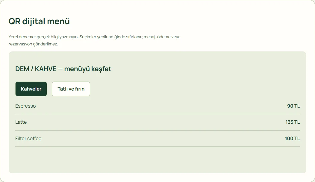 QR dijital menü