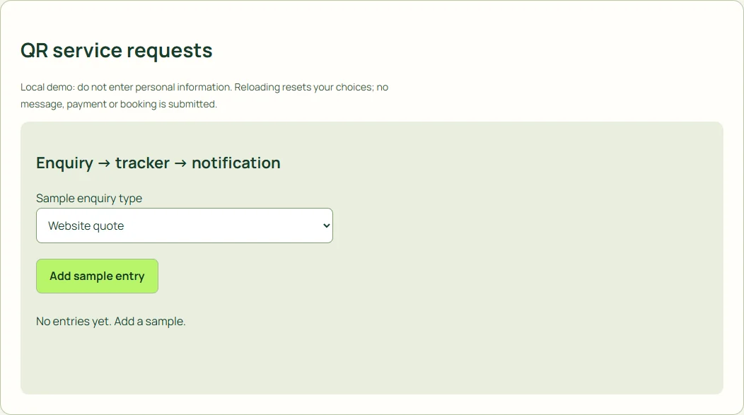 QR service requests