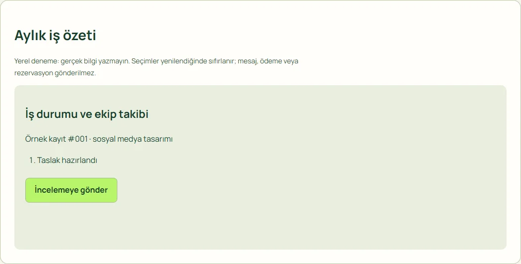 Aylık iş özeti