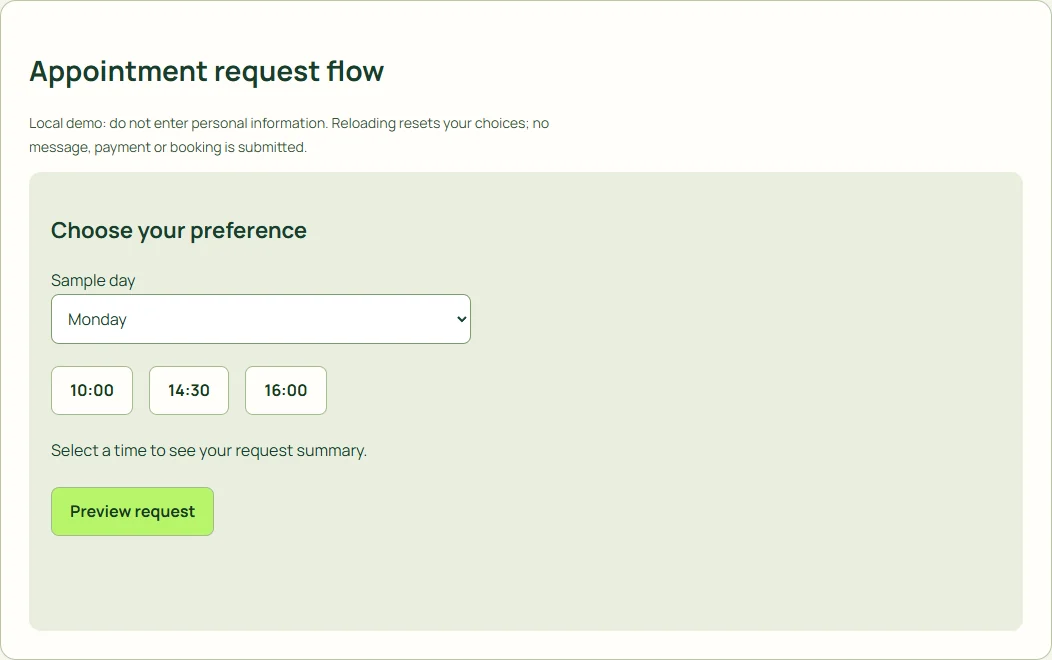 Appointment request flow