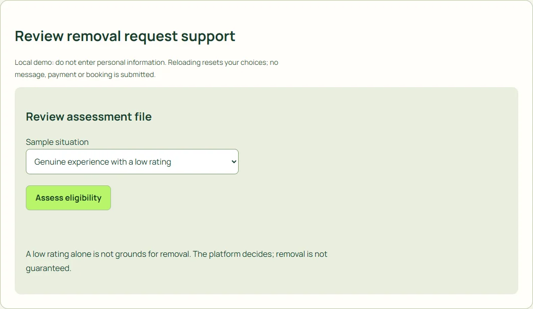 Review removal request support