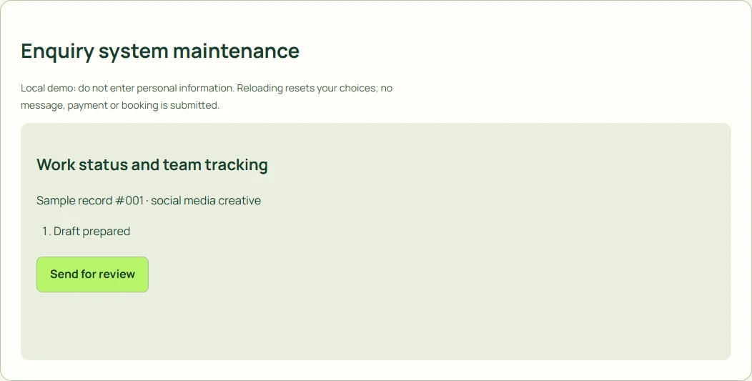Enquiry system maintenance