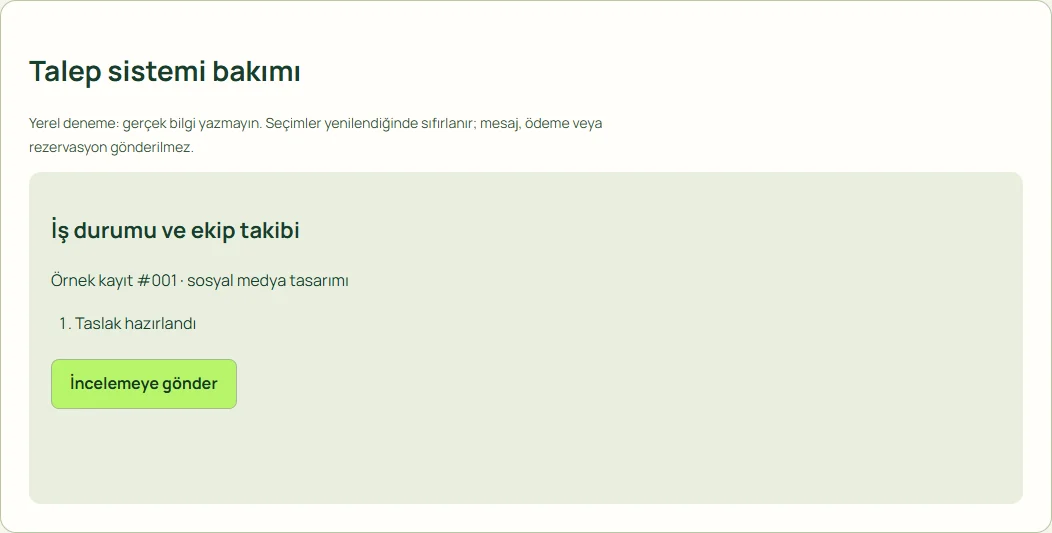 Talep sistemi bakımı